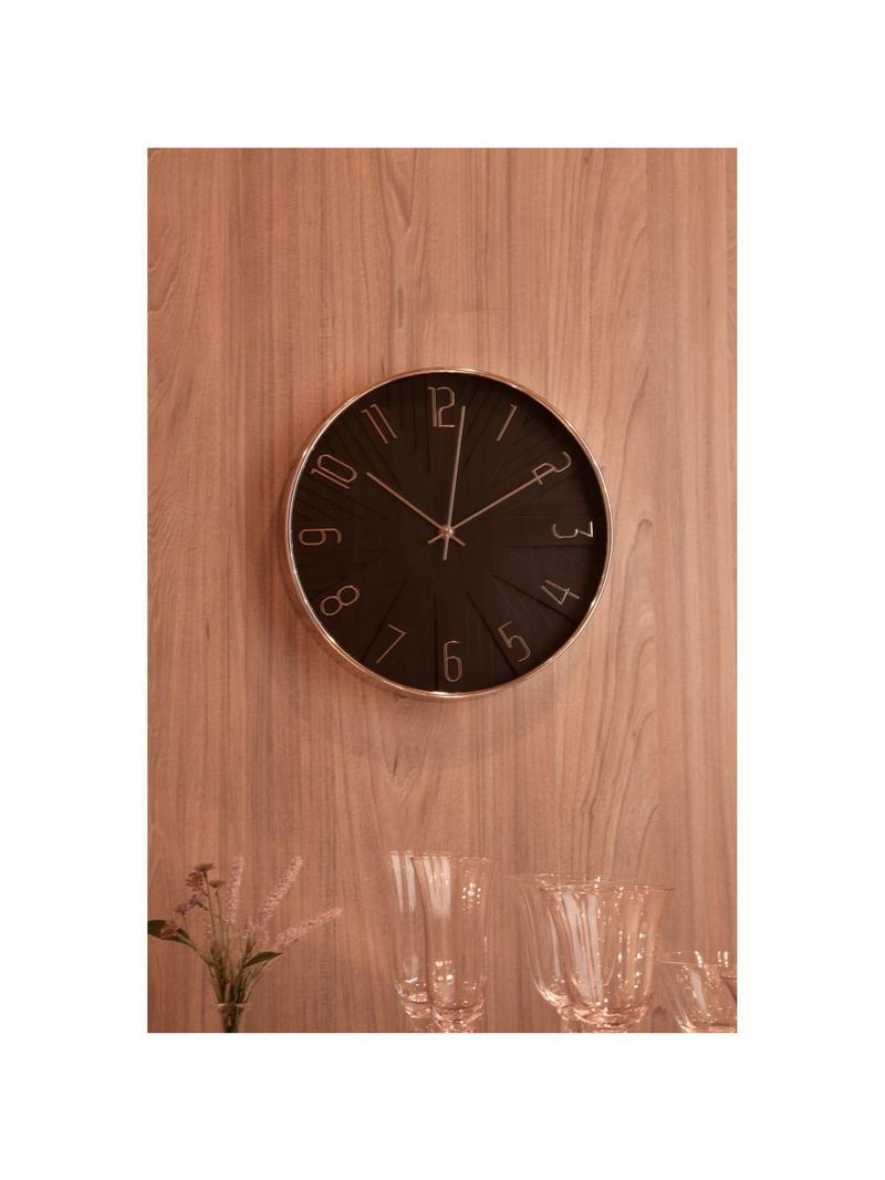 Relógio de parede wolff modern de plástico preto