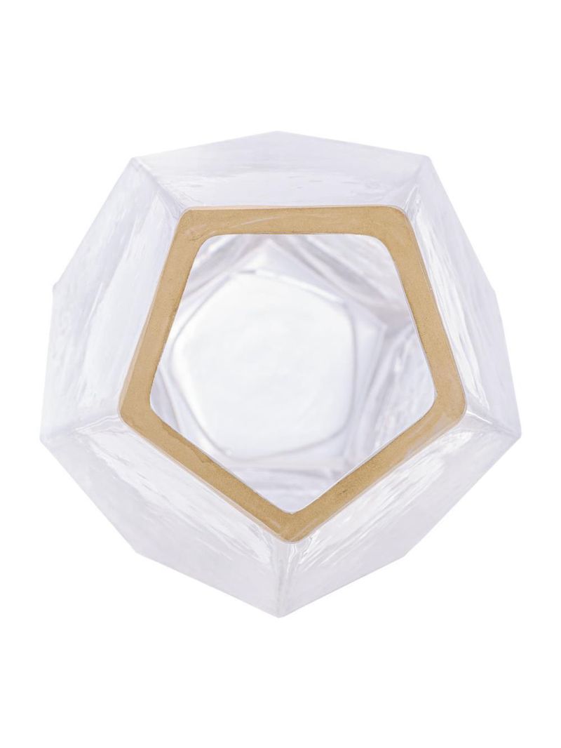 Vaso com borda dourada wolff taj de vidro 13cm x 28,5cm