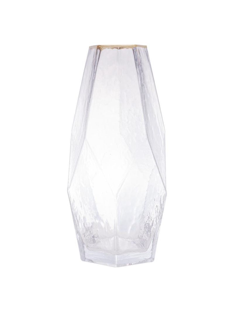 Vaso com borda dourada wolff taj de vidro 13cm x 28,5cm