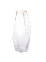 Vaso com borda dourada wolff taj de vidro 13cm x 28,5cm