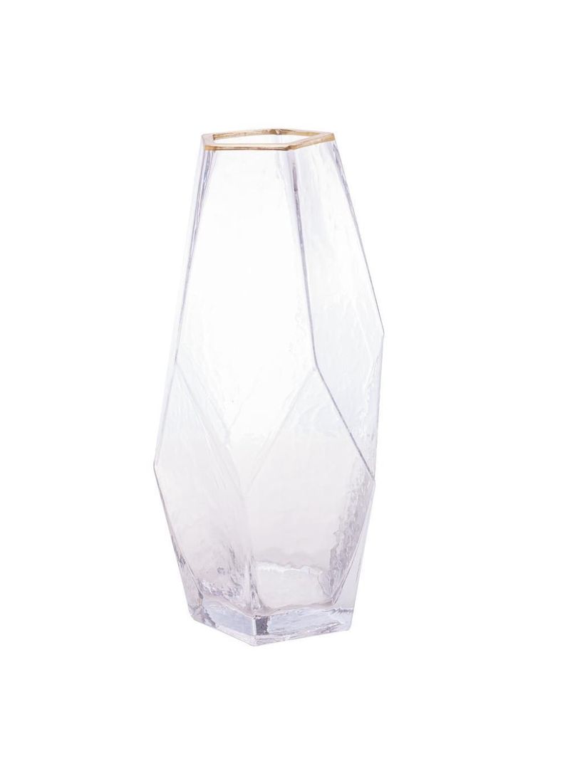 Vaso com borda dourada wolff taj de vidro 13cm x 28,5cm