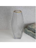 Vaso com borda dourada wolff taj de vidro 13cm x 28,5cm