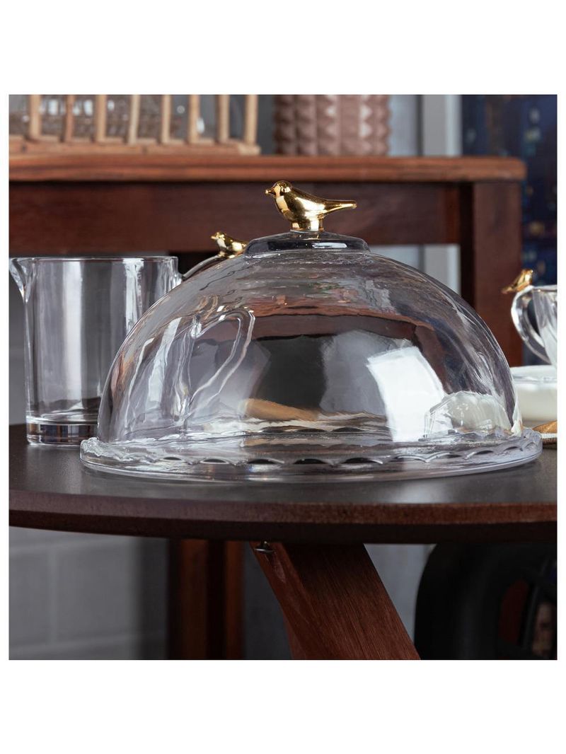 Queijeira wolff golden bird de cristal ecológico 20cm