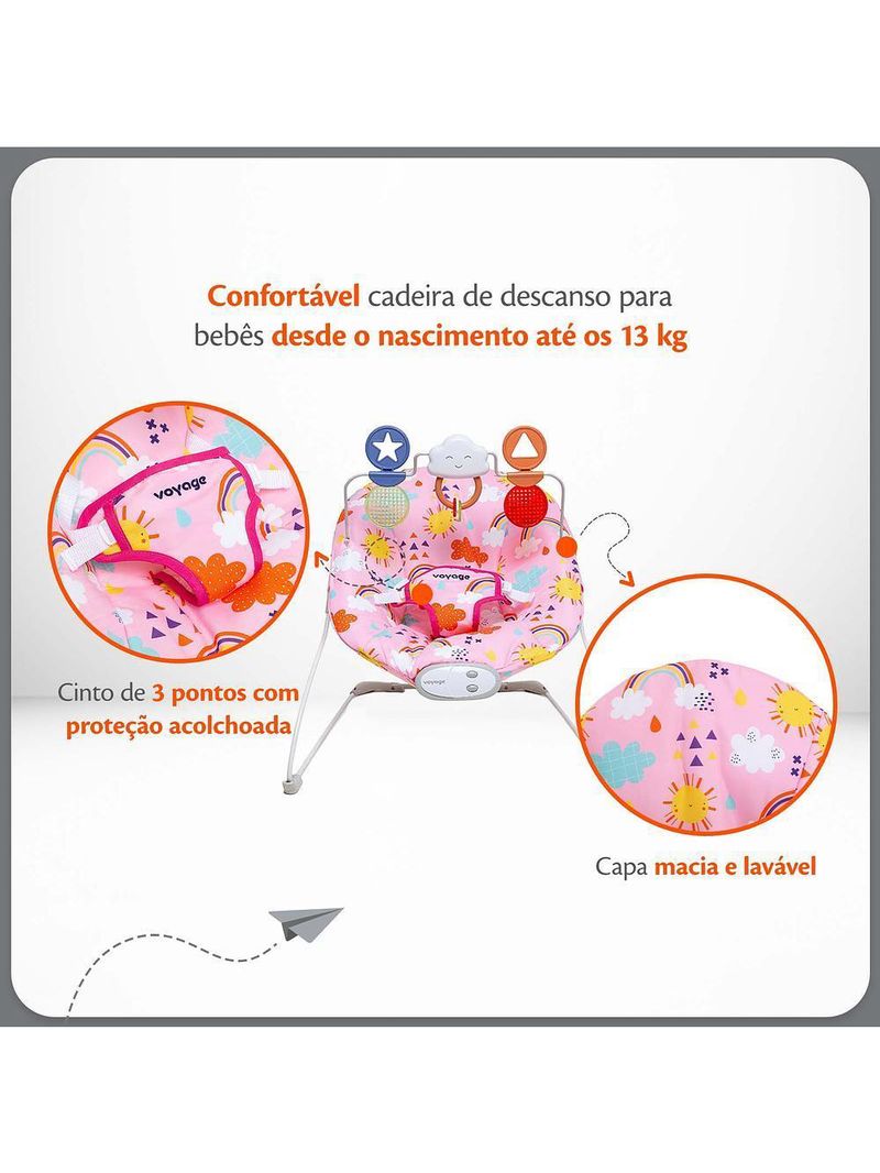 Cadeira de descanso bouncer relax rosa solar - voyage