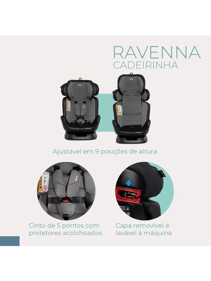 Cadeirinha de carro ravenna 0 a 36kg  cinza - infanti