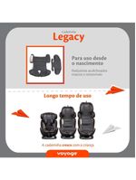 Cadeirinha de carro legacy 0 a 36 kg preta e cinza - voyage
