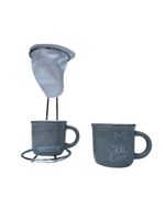 Café individual 2 canecas ceramica e coador - cinza