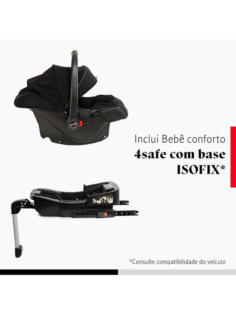 Carrinho com bebê conforto travel system mobi+ reserva isofix black - safety 1st