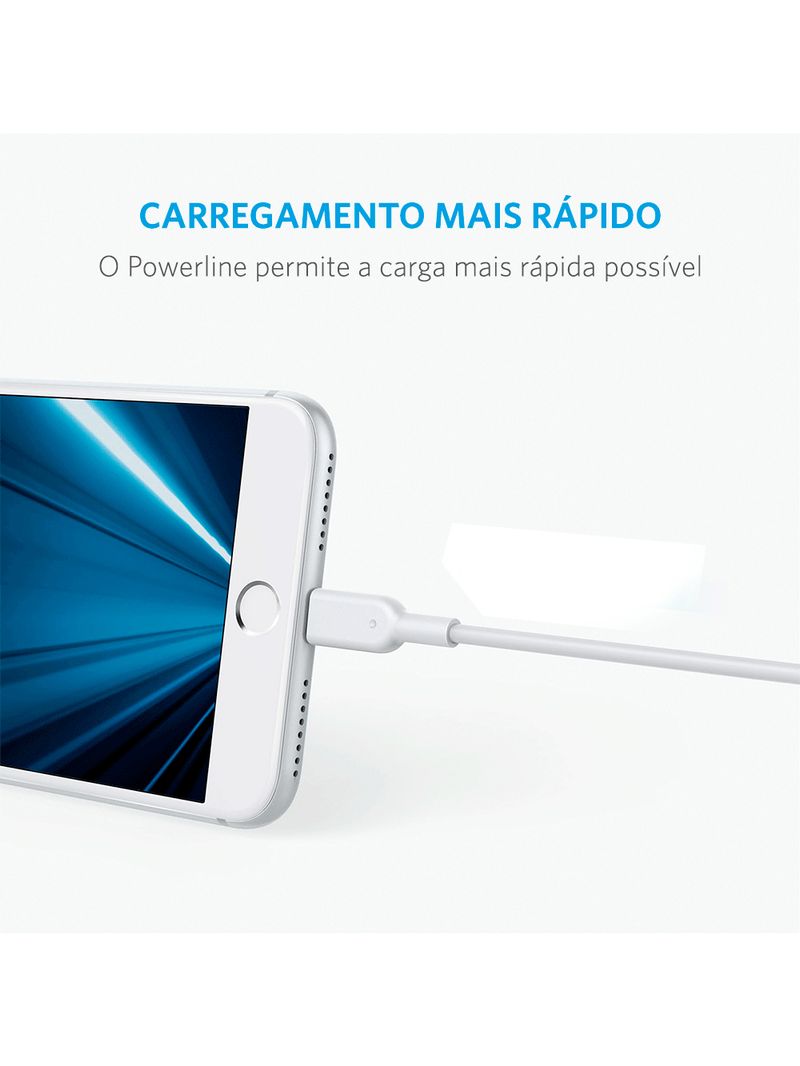 Cabo Micro USB PowerLine 1,8m Anker - Fibra de aramida super resistente - Carga rápida 2A - Garantia 5 anos
