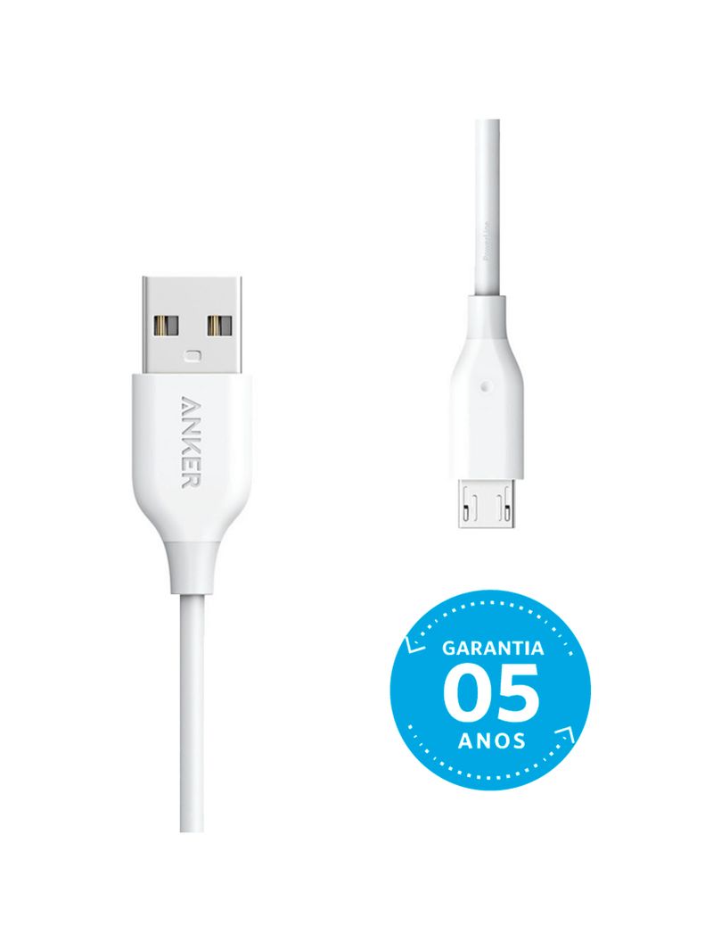 Cabo Micro USB PowerLine 1,8m Anker - Fibra de aramida super resistente - Carga rápida 2A - Garantia 5 anos