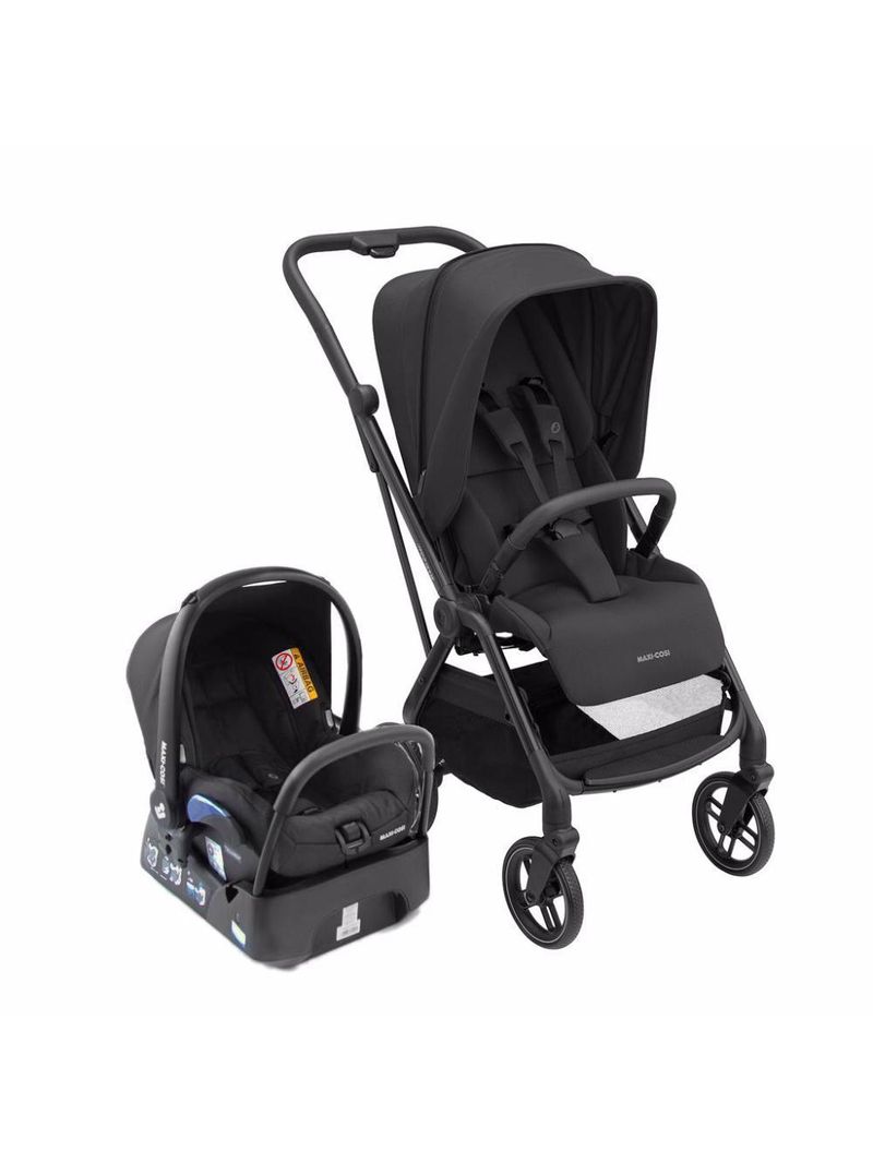 Carrinho com bebê conforto travel system leona² trio essential black - maxi-cosi