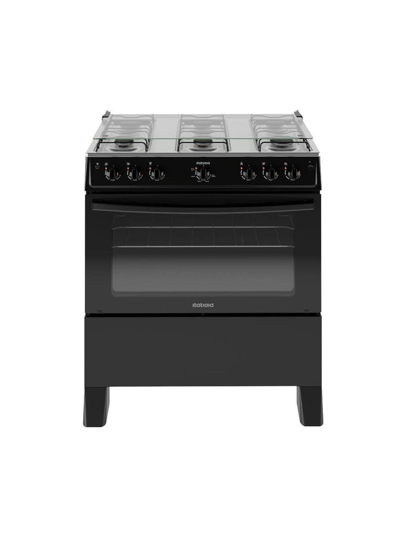 Fogão Itatiaia Star New Piso 6 Bocas Preto Mesa de Inox Bivolt 3700000474