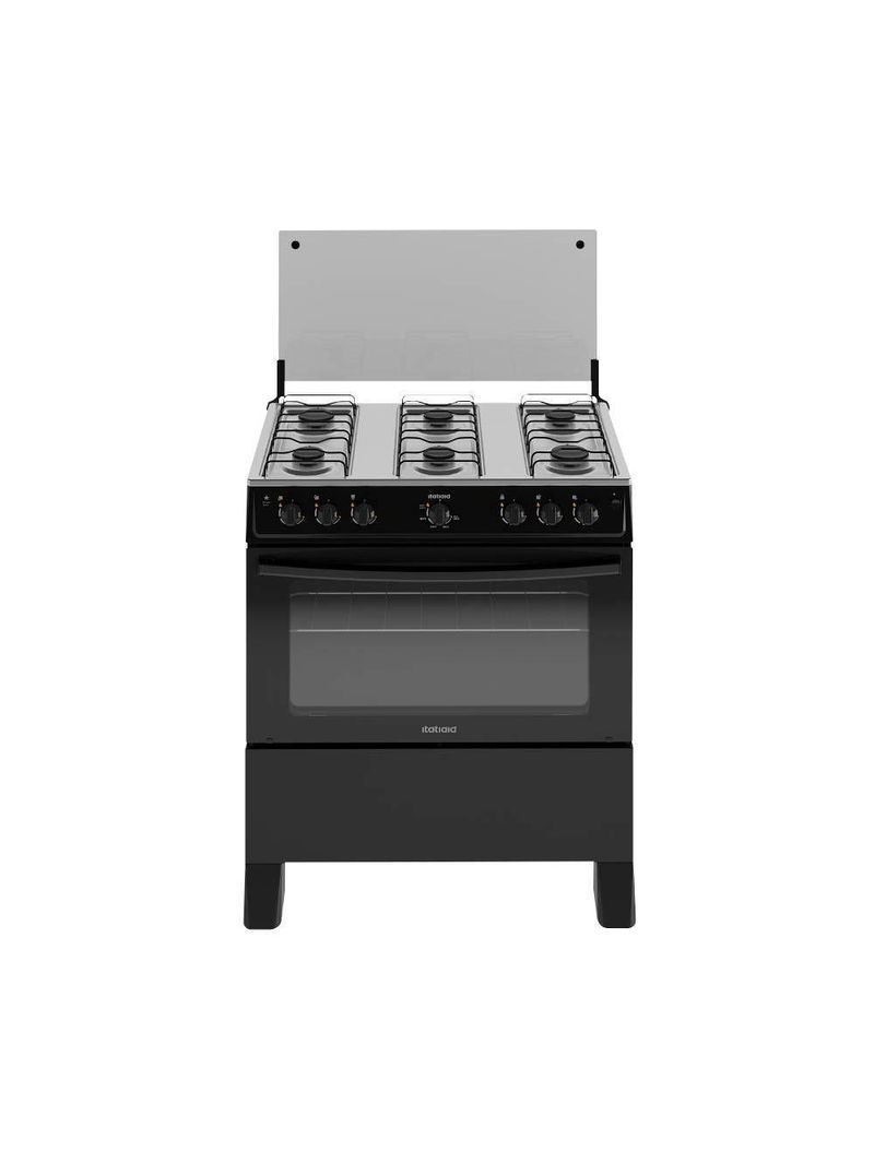 Fogão Itatiaia Star New Piso 6 Bocas Preto Mesa de Inox Bivolt 3700000474