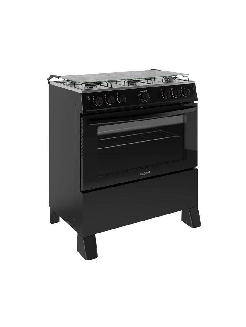 Fogão Itatiaia Star New Piso 6 Bocas Preto Mesa de Inox Bivolt 3700000474