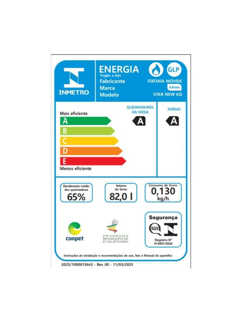 Fogão Itatiaia Star New Piso 6 Bocas Preto Mesa de Inox Bivolt 3700000474