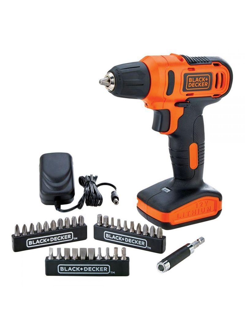 Parafusadeira/furadeira 3/8 12v + 31 acessórios black+decker