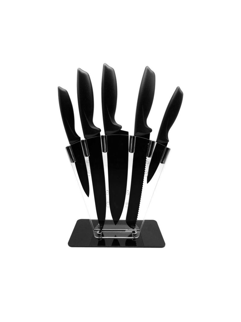 Jogo facas cepo manhattan hauskraft preto 6 peças