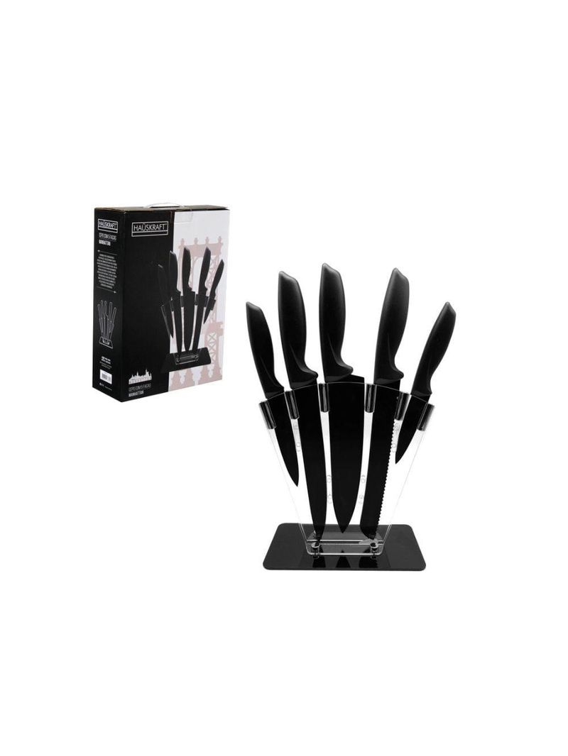 Jogo facas cepo manhattan hauskraft preto 6 peças