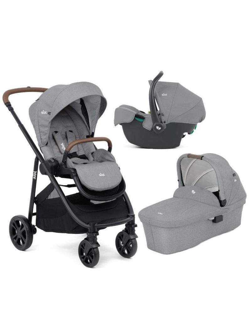 Carrinho de bebê versatrax e travel system trio pebble cinza - joie
