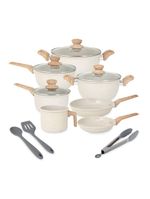 Jogo de panelas 10 peças cerâmica antiaderente creme neuhaus