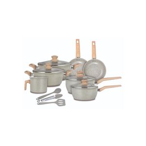 Jogo de panelas 10 peças cerâmica antiaderente cinza claro neuhaus