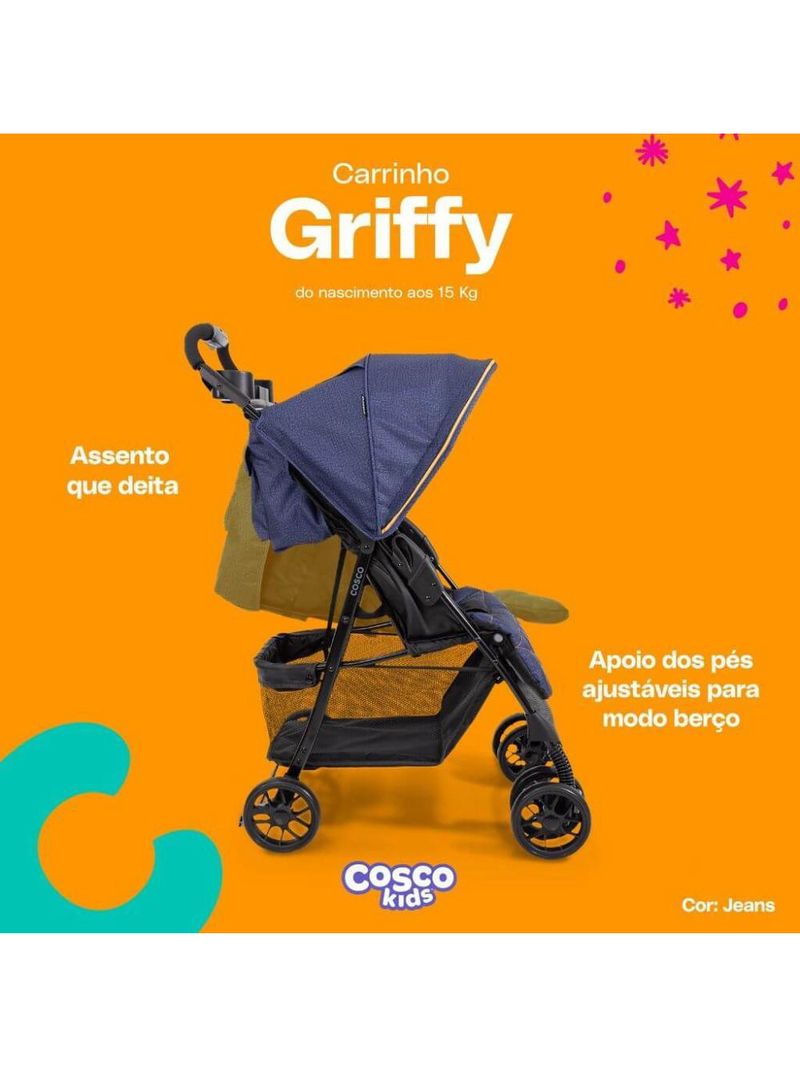 Carrinho de bebê griffy jeans - cosco