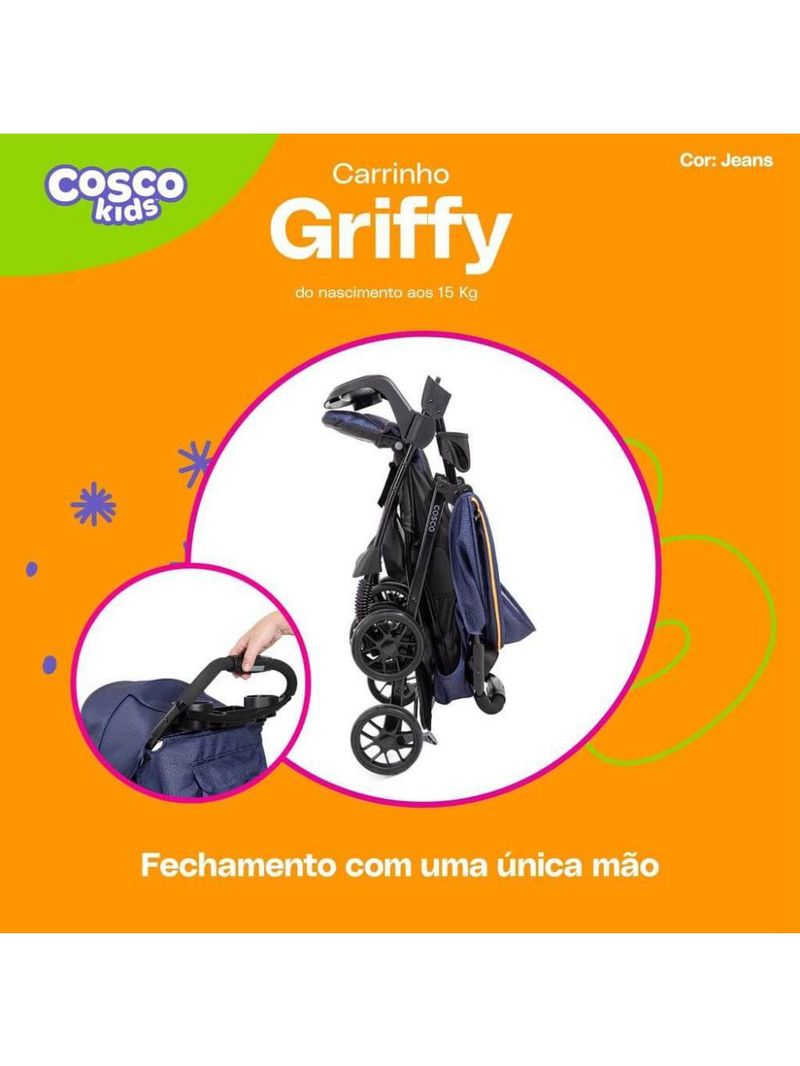 Carrinho de bebê griffy jeans - cosco