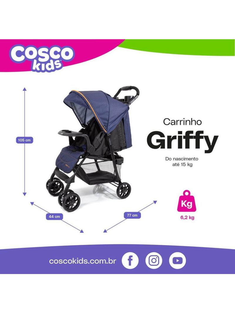 Carrinho de bebê griffy jeans - cosco