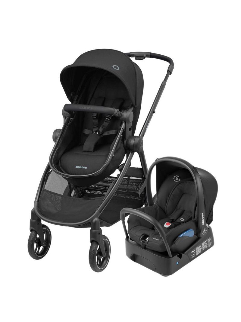Carrinho de bebê com bebê conforto travel system anna³ trio essential black - maxi-cosi
