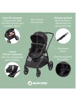 Carrinho de bebê com bebê conforto travel system anna³ trio essential black - maxi-cosi