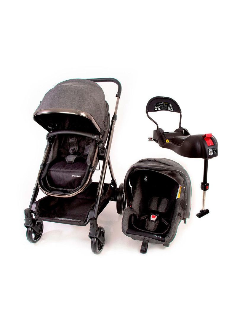 Carrinho com bebê conforto travel system discover trio isofix grey - safety 1st