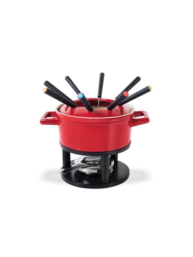 Conjunto para fondue brinox com 13 peças vermelho