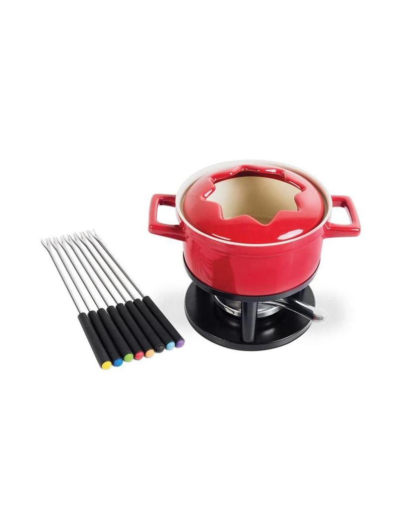 Conjunto para fondue brinox com 13 peças vermelho