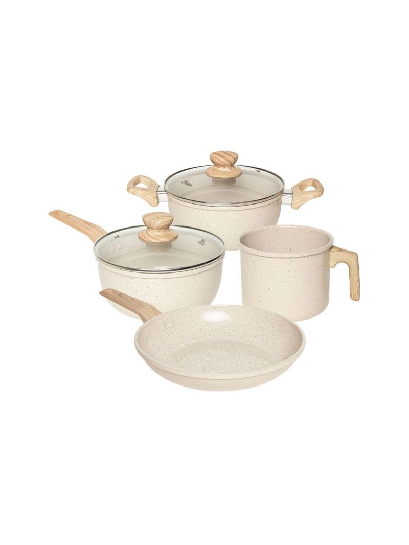 Conjunto panelas 4 peças cerâmica marble cream oster