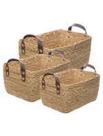 3 cestos organizadores retangulares wolff de fibra natural