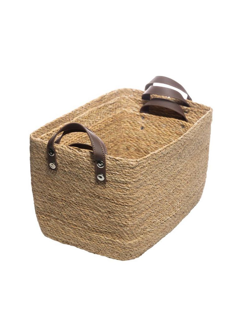 3 cestos organizadores retangulares wolff de fibra natural