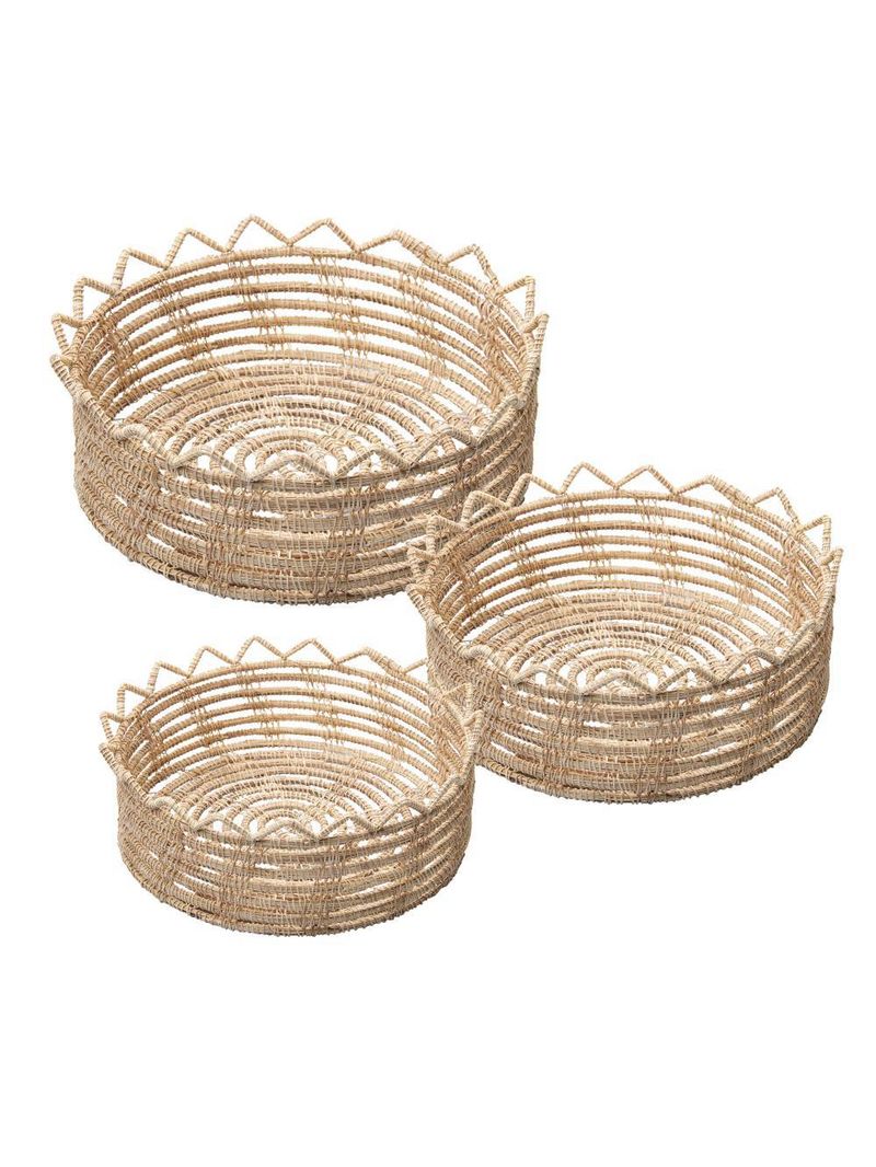 3 cestos redondos lyor palm de fibra natural flor