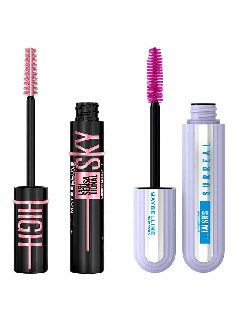 Maybelline ny kit - máscara de cílios lash sensational sky high cosmic black + máscara de cílios the falsies surreal