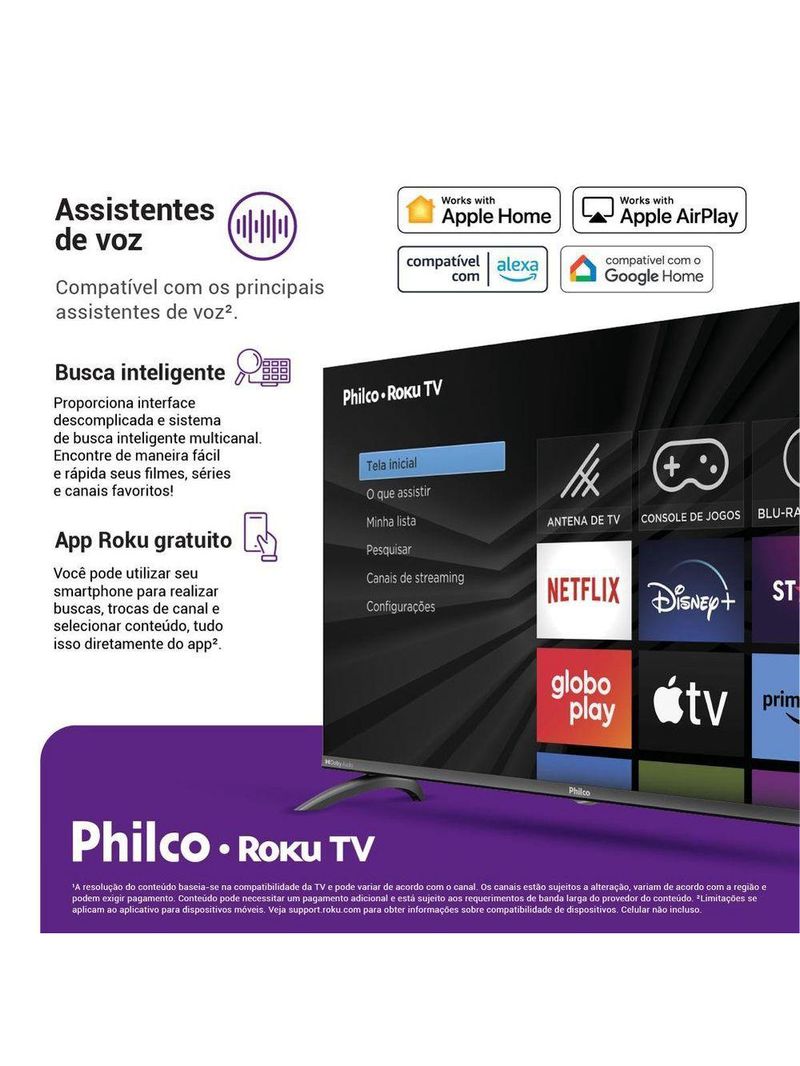 Smart TV 40” Philco LED Roku TV Dolby Audio PTV40M9GR2CGB Bivolt