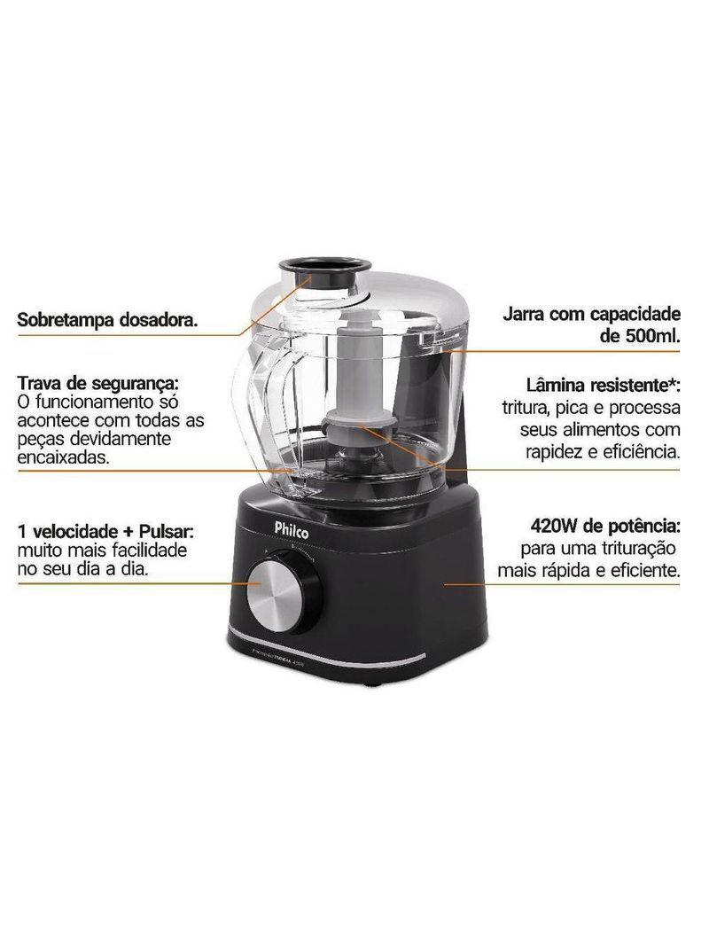 Processador Philco 420W Jarra Para 500ml PMN04A 110V