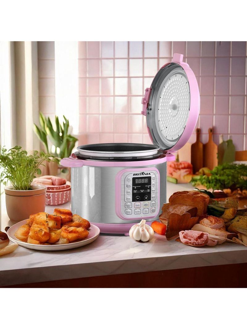 Panela de Pressão Rosa Britânia 5L Digital 11 Funções BPPE05 110V