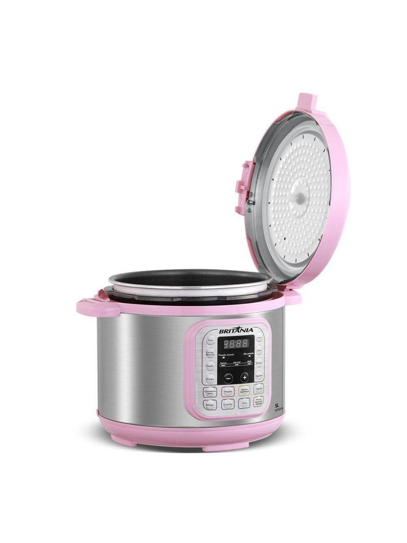 Panela de Pressão Rosa Britânia 5L Digital 11 Funções BPPE05 110V