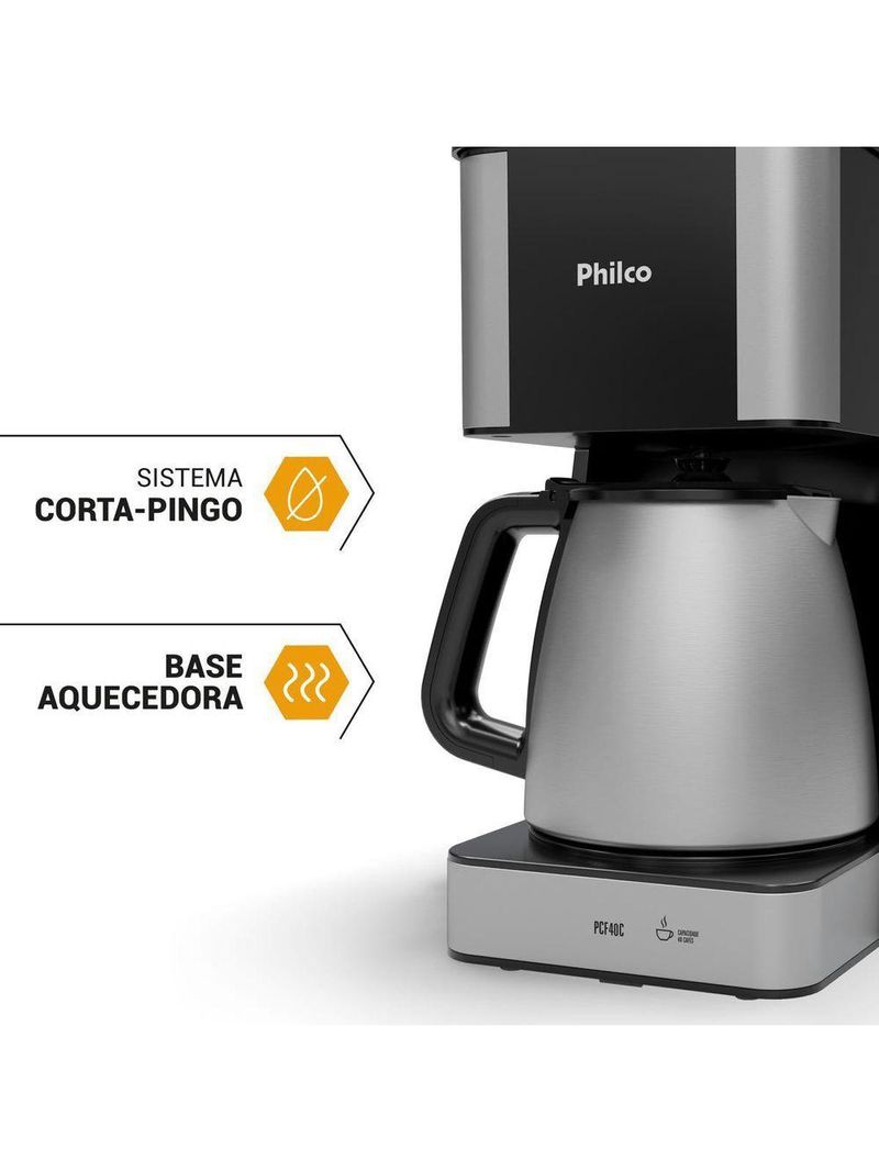 Cafeteira Philco PCF40C Inox 40 Cafezinhos 1,6L 950W 220V