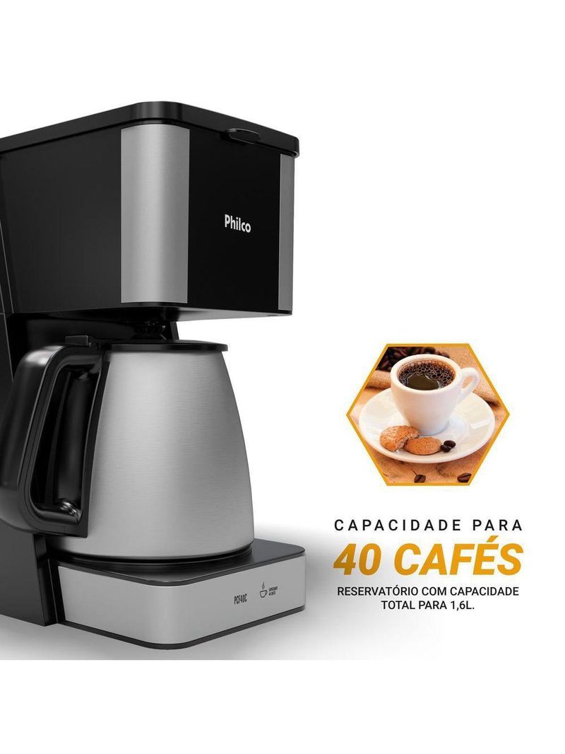 Cafeteira Philco PCF40C Inox 40 Cafezinhos 1,6L 950W 220V