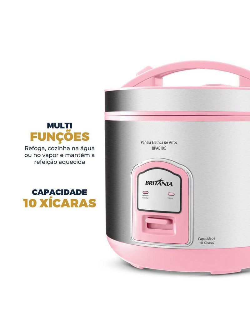 Panela de Arroz Elétrica Rosa Britânia 10 Xícaras BPAE10C 110V