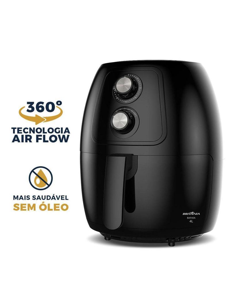 Air Fryer Britânia 4L Sem Óleo 1500W Antiaderente BAF40A 110V