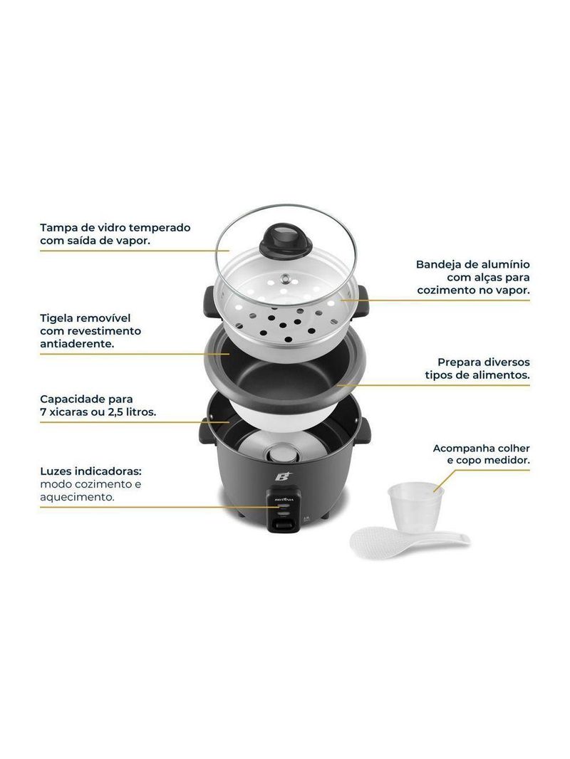 Panela Elétrica Multifuncional Britânia 7 Xícaras 500W BPA07 110V