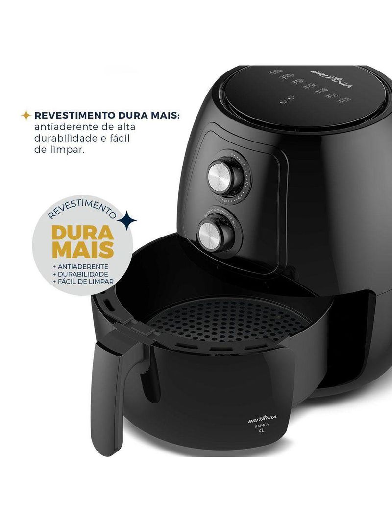 Air Fryer Britânia 4L Sem Óleo 1500W Antiaderente BAF40A 220V