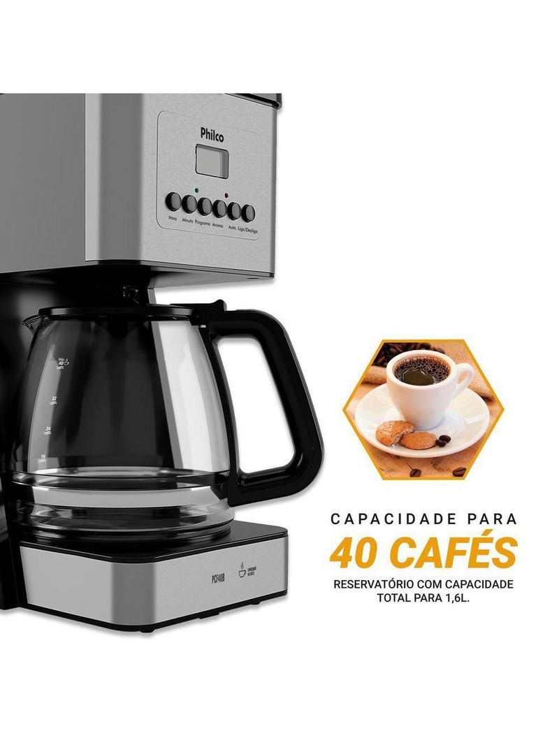 Cafeteira Philco 40 Cafezinhos 1000W Painel Digital 220V