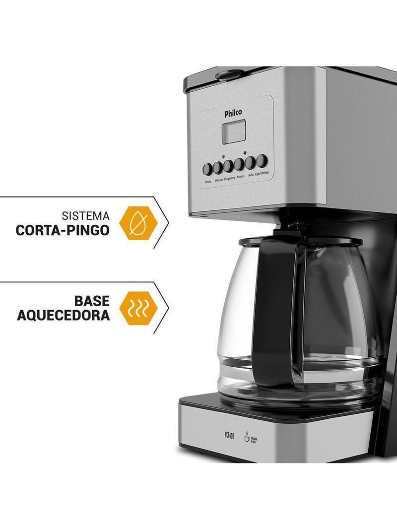 Cafeteira Philco 40 Cafezinhos 1000W Painel Digital 220V